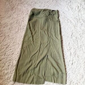 Earthy Linen Granola Minimalist Capsule Natural Patchouli Midi Skirt Womens S